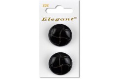 Sirdar Elegant Round Shanked Leather Look Plastic  Buttons, Black, 28mm (pack of 2)