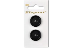 Sirdar Elegant Round 4 Hole Rimmed Plastic Buttons, Black, 22mm (pack of 2)
