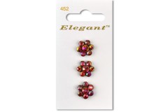 Sirdar Elegant Flower Shaped Shanked Diamante Buttons, Red, 13mm (pack of 3)