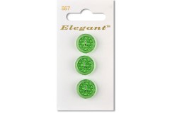 Sirdar Elegant Round 2 Hole Patterned Plastic Buttons, Green, 16mm (pack of 3)
