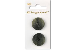 Sirdar Elegant Round 2 Hole Wood Effect Plastic Buttons, Olive Green, 22mm (pack of 2)