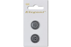 Sirdar Elegant Round 4 Hole Engraved Metal Buttons, Grey, 19mm (pack of 2)