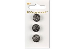 Sirdar Elegant Round Shanked Metal Crest Buttons, Antique Nickel, 16mm (pack of 3)