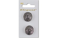 Sirdar Elegant Round Shanked Metal Crest Buttons, Antique Nickel, 22mm (pack of 2)