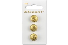 Sirdar Elegant Round Shanked Metal Crest Buttons, Gold, 16mm (pack of 3)
