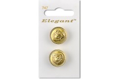 Sirdar Elegant Round Shanked Metal Crest Buttons, Gold, 19mm (pack of 2)