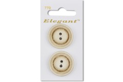 Sirdar Elegant Round 2 Hole Wood Effect Plastic Buttons, Brown, 28mm (pack of 2)