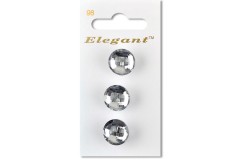 Sirdar Elegant Round Shanked Faceted Plastic Buttons, Clear/Silver, 16mm (pack of 3)