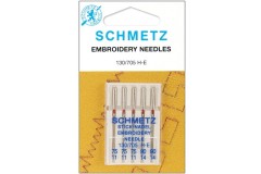 Schmetz Machine Needles, Embroidery 130/705H-E, Sizes 75-90/11-14 (pack of 5)