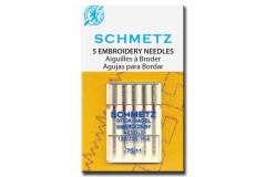 Schmetz Machine Needles, Embroidery 130/705H-E, Size 75/11 (pack of 5)