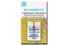 Schmetz Machine Needles, Embroidery Twin 130/705H-E, 2mm Size 75 (pack of 1)