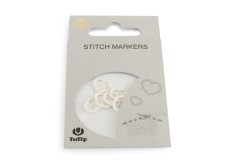 Tulip Stitch Markers - White Hearts - Medium