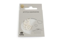 Tulip Stitch Markers - White Hearts - Large