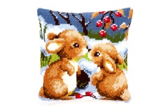 Vervaco - Snow Rabbits Cushion (Cross Stitch Kit)