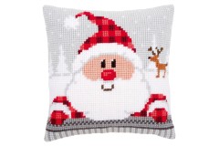 Vervaco - Santa In A Plaid Hat Cushion (Cross Stitch Kit)