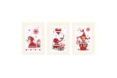 Vervaco - Christmas Gnomes Cards - Set of 3 (Cross Stitch Kit)