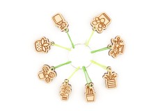 Yarnistry - Stitch Markers - House Plants - Wooden - Set of 8