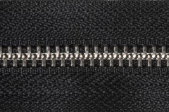 YKK Open End Mediumweight Zip, Silver Nickel-Free Metal Teeth, 30cm, Black (580)