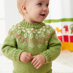 Free Pattern! Girls’ Garden Flowers Fair Isle Yoke Sweater knitted in Caron Simply Soft