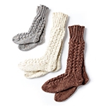 Free Pattern! Cosy Knit Cabin Socks in Caron Simply Soft Tweeds